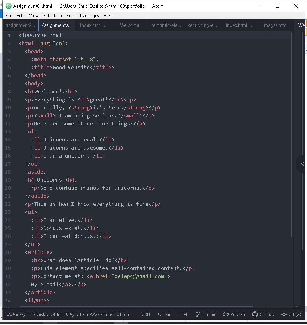 A picture of HTML